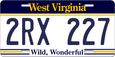 WV license plate 2RX227