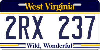 WV license plate 2RX237