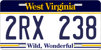 WV license plate 2RX238