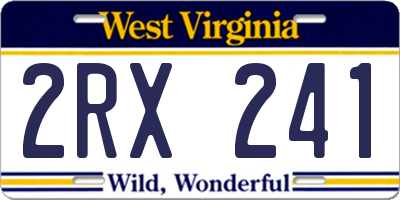WV license plate 2RX241