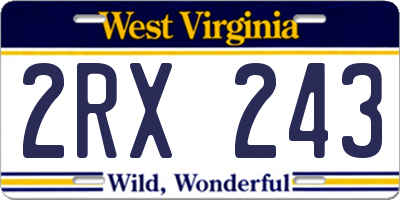 WV license plate 2RX243