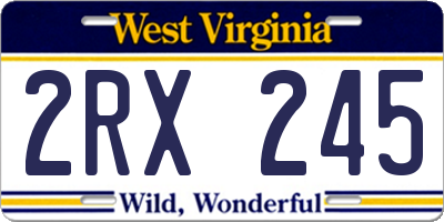 WV license plate 2RX245