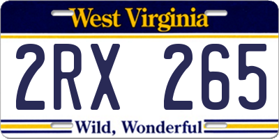 WV license plate 2RX265