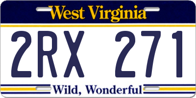 WV license plate 2RX271