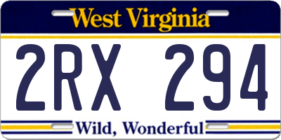 WV license plate 2RX294