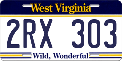 WV license plate 2RX303