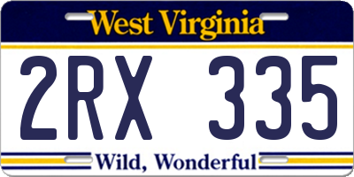 WV license plate 2RX335