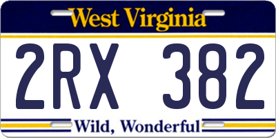WV license plate 2RX382