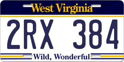 WV license plate 2RX384