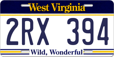 WV license plate 2RX394