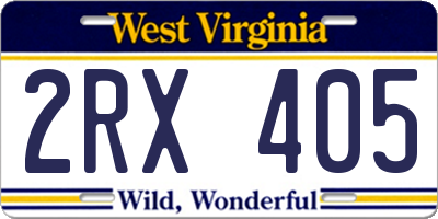 WV license plate 2RX405