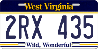 WV license plate 2RX435