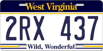 WV license plate 2RX437