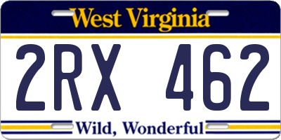 WV license plate 2RX462