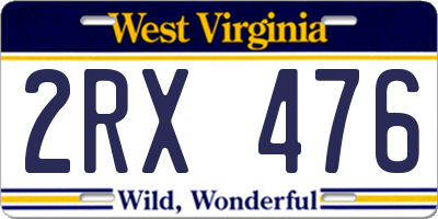 WV license plate 2RX476