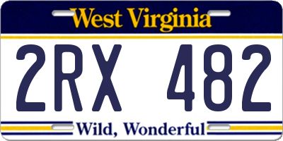 WV license plate 2RX482