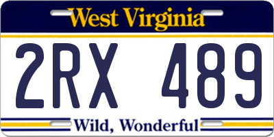 WV license plate 2RX489