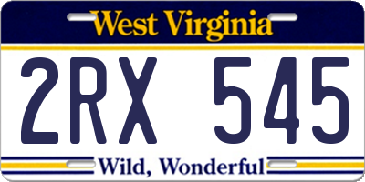 WV license plate 2RX545