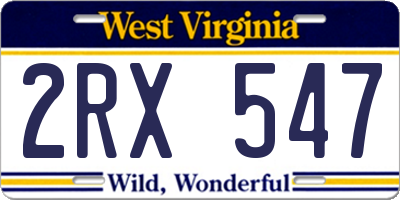 WV license plate 2RX547