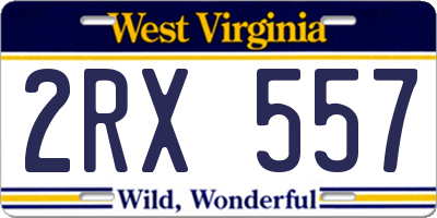 WV license plate 2RX557
