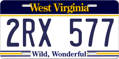 WV license plate 2RX577