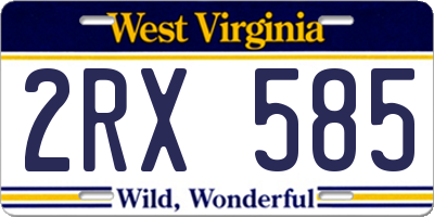 WV license plate 2RX585