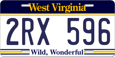 WV license plate 2RX596