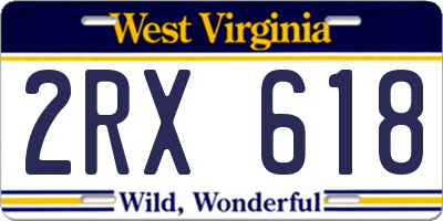 WV license plate 2RX618