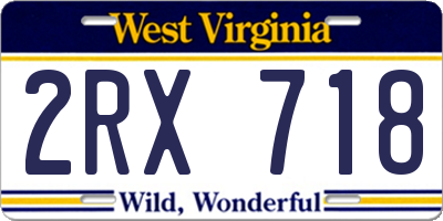 WV license plate 2RX718