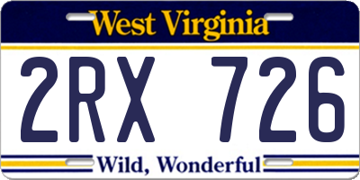 WV license plate 2RX726