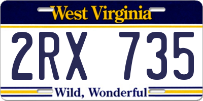 WV license plate 2RX735