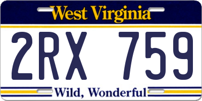 WV license plate 2RX759