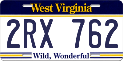 WV license plate 2RX762
