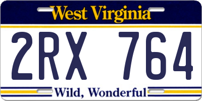 WV license plate 2RX764