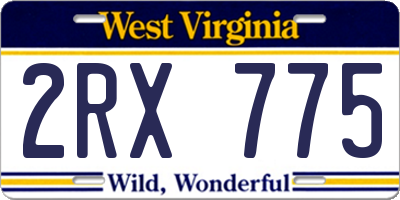 WV license plate 2RX775