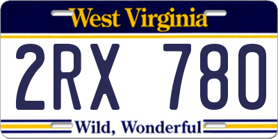 WV license plate 2RX780