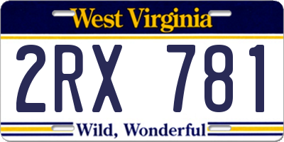 WV license plate 2RX781