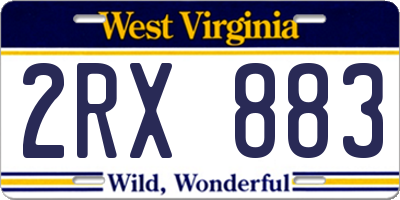 WV license plate 2RX883
