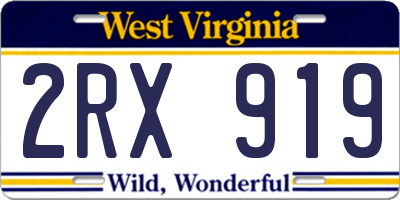 WV license plate 2RX919