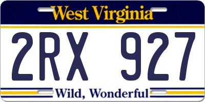 WV license plate 2RX927
