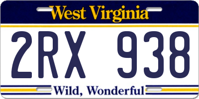 WV license plate 2RX938