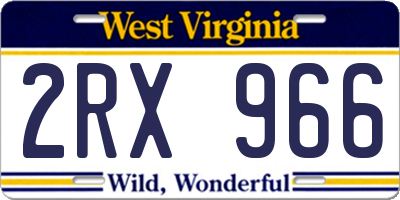 WV license plate 2RX966