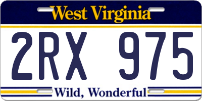 WV license plate 2RX975