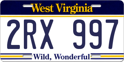 WV license plate 2RX997