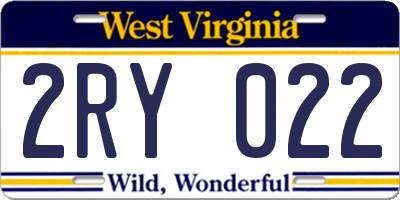 WV license plate 2RY022