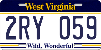 WV license plate 2RY059