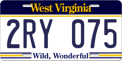 WV license plate 2RY075