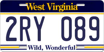WV license plate 2RY089