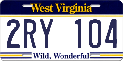 WV license plate 2RY104