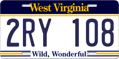 WV license plate 2RY108